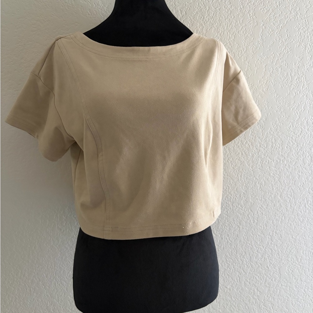 Anthropologie faux suede top